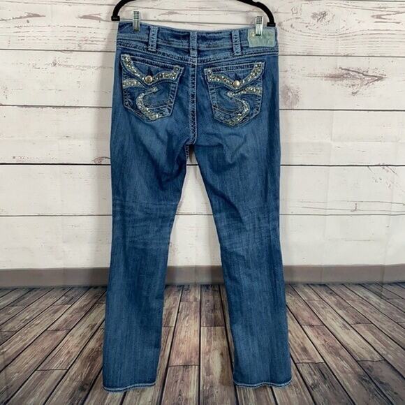 Silver Jeans Womens 30 Blue Suki Flap Bootcut Embellished Sequin Rodeo Cowgirl - Picture 1 of 13